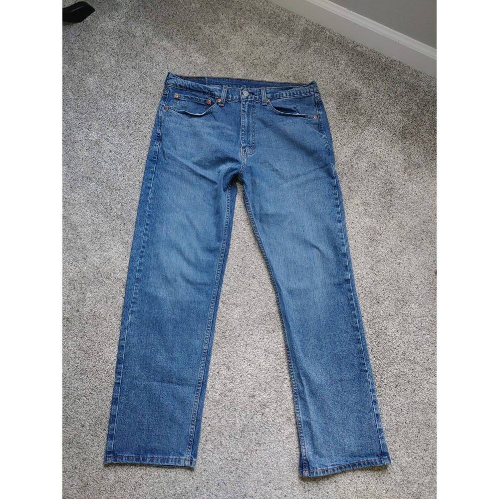 Levis 505 Jeans Mens 34x30 Blue Med Wash Regular Fit Straight Leg Denim Worn